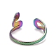 Placage ionique (ip) couleur arc-en-ciel 304 anneau de manchette ouvert serpent en acier inoxydable pour femme(RJEW-C025-18M)-3