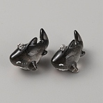 Ocean Theme Resin Pendants, Sea Animal Charms with Stainless Steel Color Tone 304 Stainless Steel Loops, Shark, Black, 17.5x17x29mm, Hole: 1.8mm(RESI-SZC0005-01D-02)