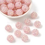 AB-Color Resin Rhinestone Beads, with Acrylic Round Beads Inside, for Bubblegum Jewelry, Pink, 14x12mm, Hole: 2~2.5mm(RESI-S315-12x14-19)