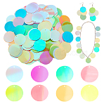 16 Sets 8 Colors Ornament Accessories, PVC Plastic Paillette/Sequins Pendants, Flat Round, Mixed Color, 28.5x0.4mm, Hole: 1.4mm, 40pcs/set, 2 sets/color(PVC-PH0001-36)