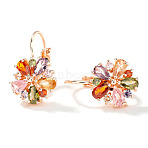 Sweet Brass Cubic Zirconia Earrings, Exquisite Summer Countryside Fashion Accessory, Flower, 20x12mm(WI7590-2)