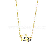 Cute Cartoon Animal Stainless Steel Pendant Necklaces, with Cable Chains for Unisex, Cat Shape(QV5065-13)