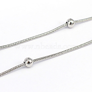 304 Stainless Steel Snake Chains, Soldered, Stainless Steel Color, 1.2mm(CHS-O005-09B)