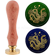 Brass Wax Seal Stamp with Handle, for DIY Scrapbooking, Rose Pattern, 3.5x1.18 inch(8.9x3cm)(AJEW-WH0184-0531)