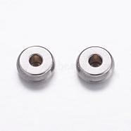 304 Stainless Steel Beads, Drum, Stainless Steel Color, 5x2mm, Hole: 1.5mm(STAS-K146-063-5mm)
