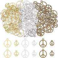 120Pcs 6 Style Alloy Pendants, Cadmium Free & Lead Free, Peace Sign, Mixed Color, 15~25x12~21x1mm, Hole: 1.2~2.5mm, 20pcs/style(TIBEP-FH0001-20)