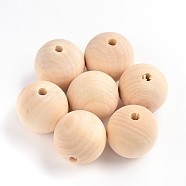 Round Unfinished Wood Beads, Natural Wooden Loose Beads Spacer Beads, Lead Free, Moccasin, 40x37~38mm, Hole: 7mm(WOOD-Q008-40mm-LF)