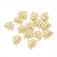 Electroplated Alloy Charms, Long-Lasting Plated, Elephant, Golden, 12x14.5x3mm, Hole: 1.5mm(PALLOY-G267-02G)