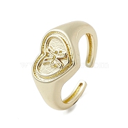 Brass Adjustable Open Rings, Heart, Pisces, US Size 7 3/4(17.9mm)(RJEW-K257-86G-12)