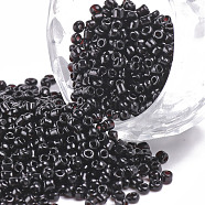 Glass Seed Beads, Opaque Colours Seed, Small Craft Beads for DIY Jewelry Making, Round, Black, 2mm, Hole:1mm, about 30000pcs/pound(SEED-A010-2mm-49)