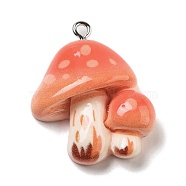 Resin Pendants, Mushroom, Light Salmon, 30x22.5x9mm, Hole: 2mm(RESI-Z031-01E)