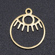 201 Stainless Steel Laser Cut Pendants, Eye, Golden, 17x14.5x1mm, Hole: 1.5mm(STAS-S105-T918-2)