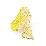 Mushroom Girl Enamel Pin, Gold Plated Alloy Cute Badge for Backpack Clothes, Light Khaki, 30x21x1.5mm(JEWB-J005-05C-G)