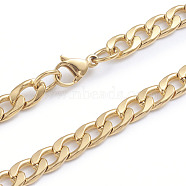 Men's 304 Stainless Steel Cuban Link Chain Necklaces, with Lobster Claw Clasps, Golden, 35.43 inch(90cm)(NJEW-L173-009-G)