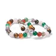 Natural Mixed Wealth Stone Beaded Stretch Bracelets, Round, Beads: 10~10.5mm, Inner Diameter: 2 inch(5.15cm)(BJEW-D446-D-39)