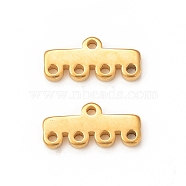 304 Stainless Steel Chandelier Component Links, 5-Loop Connector, Rectangle, Golden, 5x11.5x1.5mm, Hole: 1mm(STAS-A074-02D-G)