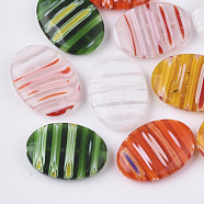 Handmade Millefiori Glass Beads, Oval, Mixed Color, 25x18~19x6mm, Hole: 1.2mm(LK-T001-04)