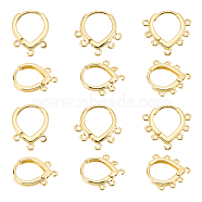 12Pcs 3 Style Brass Hoop Earring Findings, with Loops, Teardrop, Real 18K Gold Plated, 17.5~18x15~19x2.5~3mm, Hole: 1.2mm, Pin: 0.8~1mm, 4Pcs/style(KK-BC0012-37)