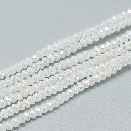 Electroplate Glass Beads Strands, Imitation Jade Glass, Faceted, Rondelle, Creamy White, 2.5x1.5mm, Hole: 0.8mm, about 160~165pcs/strand, 13.78 inch~14.17 inch(35~36cm)(X-EGLA-Q112-A03)