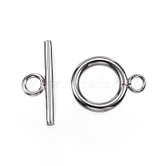 Tarnish Resistant 304 Stainless Steel Toggle Clasps, Stainless Steel Color, Ring: 20.5x16x2mm, Hole: 3mm, Bar: 23x7x2mm, Hole: 3mm(STAS-F040-40A-P)