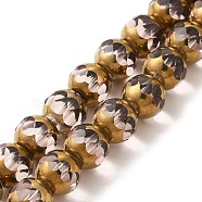 Transparent Electroplate Glass Beads Strands, Half Golden Plated, Faceted, Round, Misty Rose, 8mm, Hole: 1mm, about 40pcs/strand, 11.42 inch(29cm)(GLAA-G098-01G)