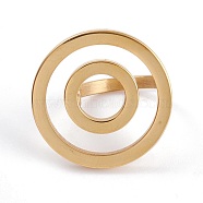 Ion Plating(IP) Unisex 304 Stainless Steel Finger Rings, Double Ring Shape, Golden, Size 6~9, Inner Diameter: 16.5~18.9mm, 2.8mm(RJEW-K233-21-G)