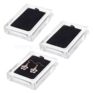 Rectangle Transparent Acrylic Jewelry Tray, with Velvet inside, for Bracelets, Earrings, Rings, Pendants Display, Black, 8.8x6.85x1.6cm(PDIS-WH0003-01)