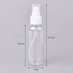 100ml Plastic Spray Bottles, Refillable Mist Pump, with Bottle Caps, Empty Alcohol Bottle, Clear, 13.5x4cm, Capacity: 100ml(3.38 fl. oz)(AJEW-G022-01)
