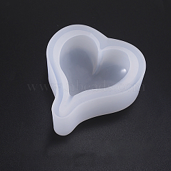 DIY Heart Silicone Molds, Resin Casting Molds, for UV Resin & Epoxy Resin Craft Making, White, 54x56x20mm(SIMO-PW0001-005C)