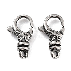 Tibetan Style 316 Stainless Steel Lobster Claw Clasps, Antique Silver, 16x10x4mm, Hole: 1.6mm(STAS-K276-12A-AS)