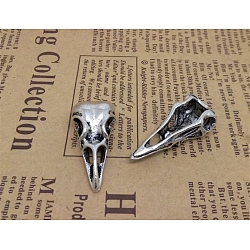 Tibetan Style Alloy Beads, Bird Skull, Antique Silver, 32x15mm(PALLOY-WH0002-01AS)