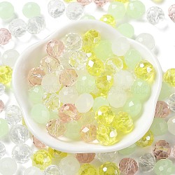 Glass Beads, Faceted, Rondelle, Champagne Yellow, 10x8mm, Hole: 1mm, about 560pcs/500g(EGLA-A034-LM10mm-45)