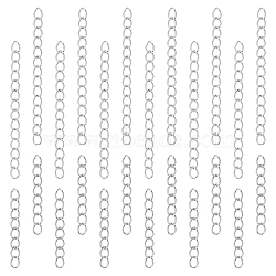 100Pcs 2 Style 304 Stainless Steel Curb Chain Extender, End Chains, Stainless Steel Color, 25~53x3~4mm, 50Pcs/style(STAS-UN0038-14P)