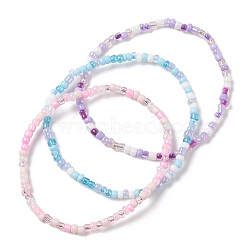 3Pcs 3 Color Glass Seed Beaded Stretch Bracelets Set, Mixed Color, Inner Diameter: 2-1/8 inch(5.4cm), 1Pc/color(BJEW-JB09426)