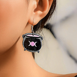 Halloween Cartoon Acrylic Dangle Earrings for Women, Daily Wear Jewelry, Platinum, Colorful, 48x35mm(QK1762-5)