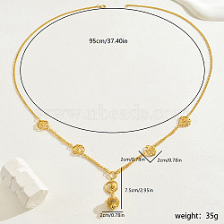 Luxurious Brass Flower Lantern Pendant Necklaces for Bride Wedding Party Gift, Golden, 37.40 inch(95cm)(OK1788)