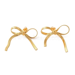 304 Stainless Steel Stud Earring, Bowknot, Golden, 43x38mm(EJEW-C075-04C-G)
