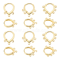 12Pcs 3 Style Brass Hoop Earring Findings, with Loops, Teardrop, Real 18K Gold Plated, 17.5~18x15~19x2.5~3mm, Hole: 1.2mm, Pin: 0.8~1mm, 4Pcs/style(KK-BC0012-37)
