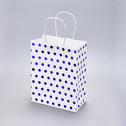Paper Bags, with Handles, Gift Bags, Shopping Bags, Polka Dot Pattern, Rectangle, Blue, 21x11x27cm(CARB-L004-D02)