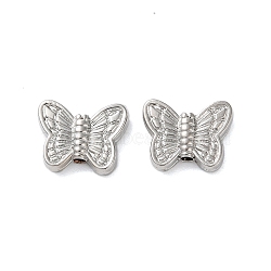 Rack Plating Alloy Beads, Butterfly, Platinum, 9x11x3mm, Hole: 1.2mm(FIND-C062-05P)