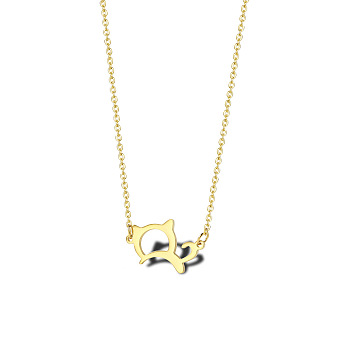 Cute Cartoon Animal Stainless Steel Pendant Necklaces, with Cable Chains for Unisex, Cat Shape