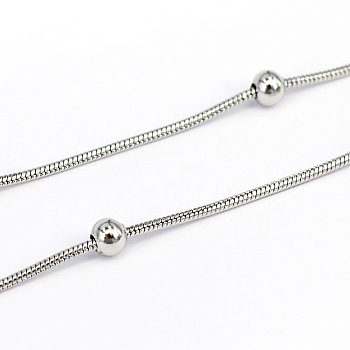 304 Stainless Steel Snake Chains, Soldered, Stainless Steel Color, 1.2mm