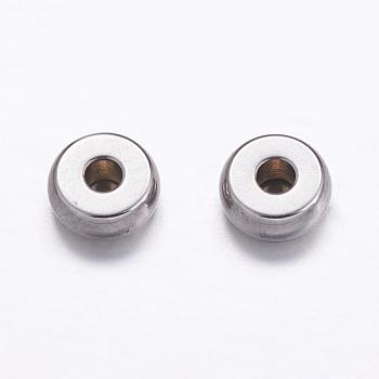 304 Stainless Steel Beads, Drum, Stainless Steel Color, 5x2mm, Hole: 1.5mm
