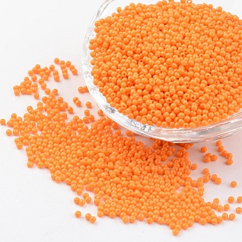 12/0 Grade A Baking Paint Glass Seed Spacer Beads, Orange, 2x1.5mm, Hole: 0.7mm, about 2840pcs/50g