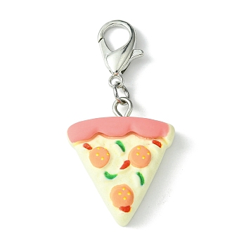 Resin Pendant Decorations, with Zinc Alloy Lobster Claw Clasps, Pizza, 43mm.