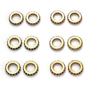 Brass Micro Pave Cubic Zirconia European Beads, Long-Lasting Plated, Large Hole Beads, Ring, Mixed Color, 10x1.8mm, Hole: 6mm