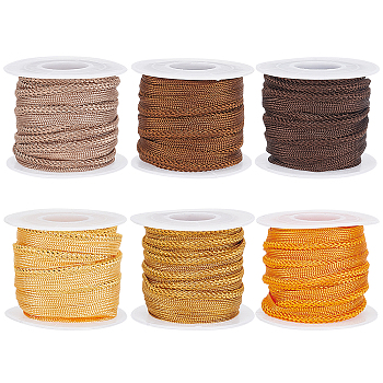 30 Yards 6 Colors Polyester Twisted Lip Cord Trim, Twisted Cord Trim Ribbon, for Home Decor, Upholstery and Clothing, Mixed Color, 3/8 inch(10mm), 5 yards/color