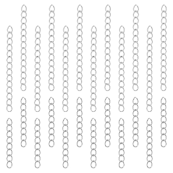 100Pcs 2 Style 304 Stainless Steel Curb Chain Extender, End Chains, Stainless Steel Color, 25~53x3~4mm, 50Pcs/style