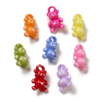 Opaque Acrylic Pendants, Craft Style, Bear, Mixed Color, 19.5x12x9.5mm, Hole: 3.3mm, 847pcs/500g