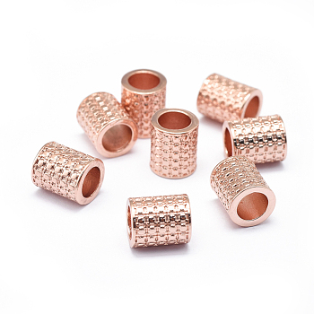 Rack Plating Brass European Beads, Large Hole Beads, Long-Lasting Plated, Column, Rose Gold, 9x8mm, Hole: 5mm